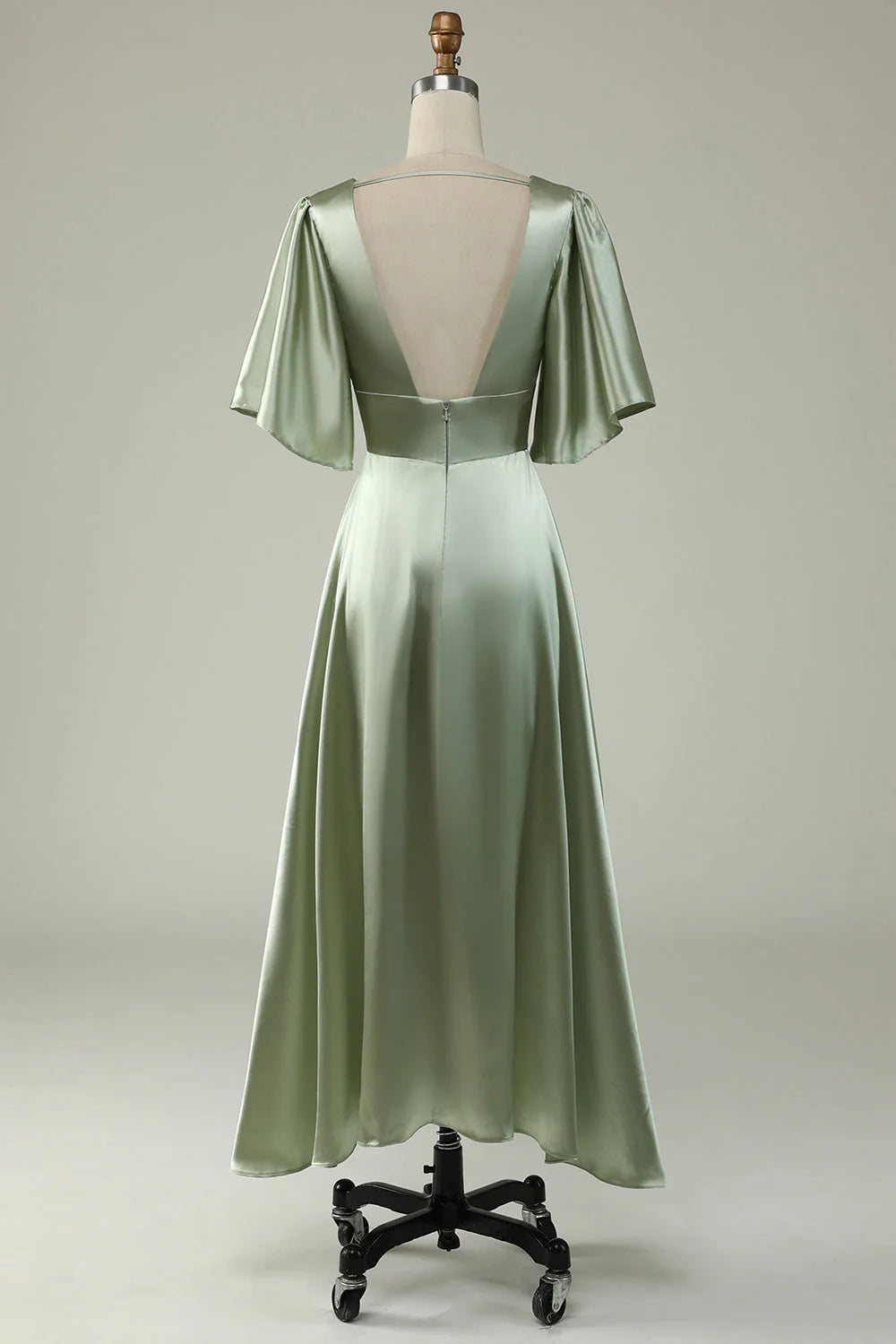 A Line Deep V Neck Light Green Full Of Charm Mother of Bride Dress